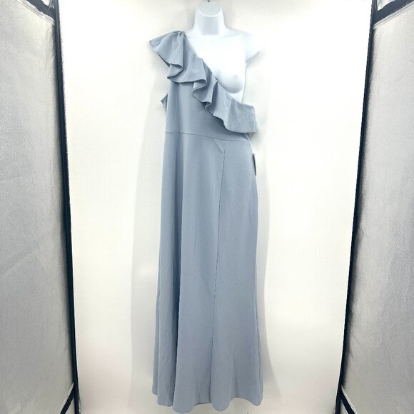 NWT Show Me Your Mumu Light Blue One Shoulder Ruffle Maxi Dress XXL - Picture 1 of 8